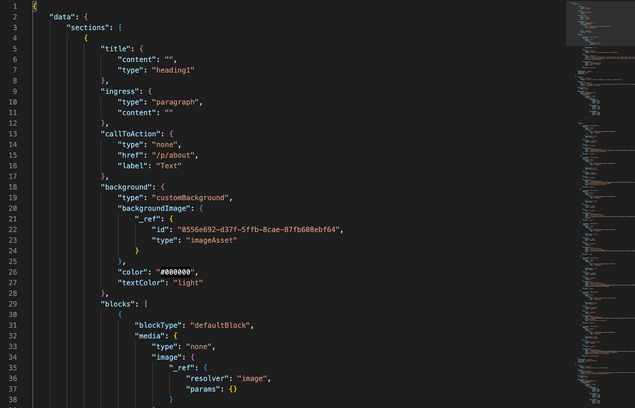 Example data formatted